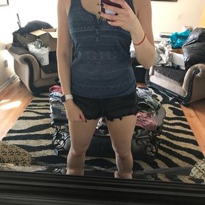 American Eagle Blue Sparkly sheer tank top